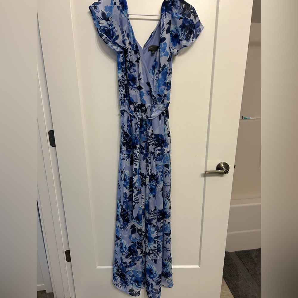Donna Ricco Blue Floral Jumpsuit